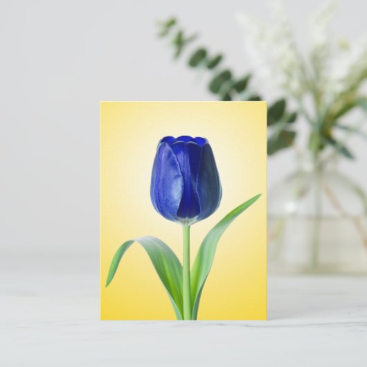 Blauwe Tulp minimale Natuur foto Briefkaart (Staand voorkant)