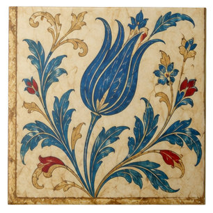 Blauwe Tulp Ottomaanse Botanische Bloemkunst Tegeltje