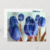 Blauwe tulpen aankondigingskaart (Voorkant / Achterkant)