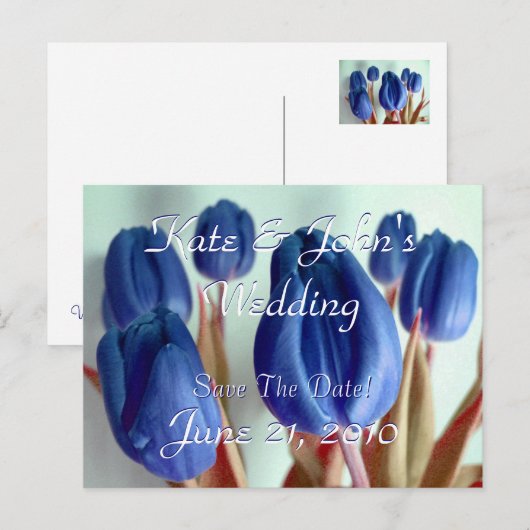 Blauwe tulpen aankondigingskaart (Voorkant / Achterkant)