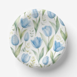 Blauwe Tulpen Aquarel Bloemschilderkunst Botanisch Papieren Kommen