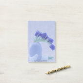 Blauwe tulpen leven nog post-it® notes (Op bureau)