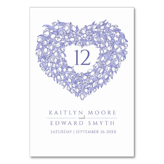 blauwe tulpen monogram bruiloft kaart (Achterkant)