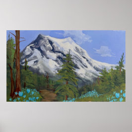 Blauwe tulpen op een wandeling poster