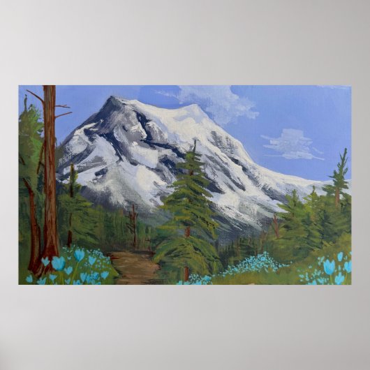 Blauwe tulpen op een wandeling poster (Voorkant)