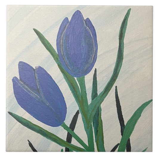 Blauwe tulpen tegeltje (Voorkant)