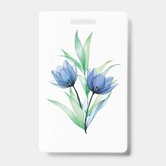 Blauwe tulpenbloem badge (Voorzijde)