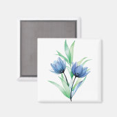 Blauwe tulpenbloem magneet (Voorkant / Achterkant)