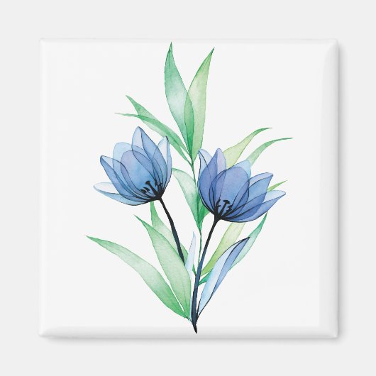 Blauwe tulpenbloem magneet (Voorkant)