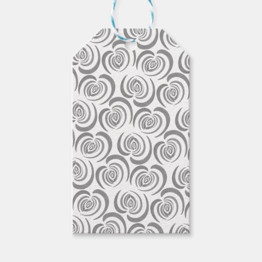 Blauwe tulpentinten van grijs cadeaulabel (Voorkant)