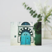 Blauwe Tunesische deur Briefkaart (Staand voorkant)