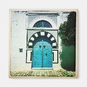 Blauwe Tunesische deur Magneet (Voorkant)