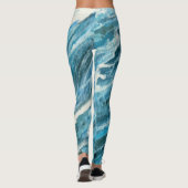 Blauwe turbulente zeeen kunst leggings (Achterkant)