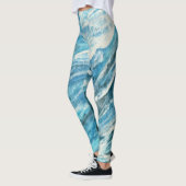 Blauwe turbulente zeeen kunst leggings (Links)