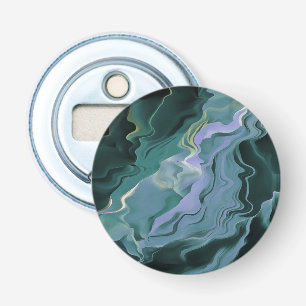 Blauwe turbulentie Acrylpour Abstracte Art Button Flesopener