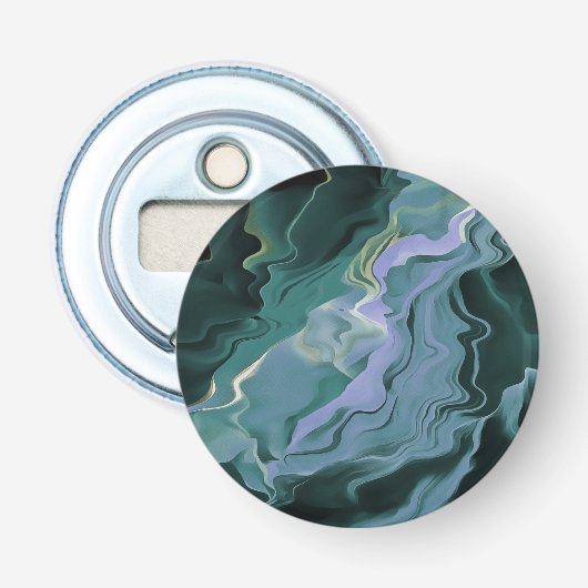 Blauwe turbulentie Acrylpour Abstracte Art Button Flesopener (Voorkant)