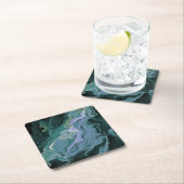 Blauwe turbulentie Acrylpour Abstracte Art Kartonnen Onderzetters (Insitu)