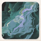 Blauwe turbulentie Acrylpour Abstracte Art Kartonnen Onderzetters (Voorkant)