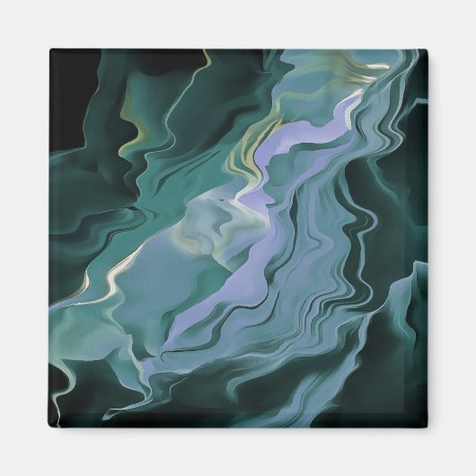 Blauwe turbulentie Acrylpour Abstracte Art Magneet (Voorkant)