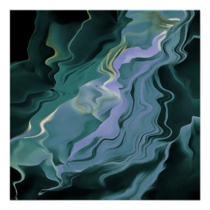 Blauwe turbulentie Acrylpour Abstracte Art Perfect Poster