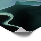 Blauwe turbulentie Acrylpour Abstracte Art Poster (Hoek)