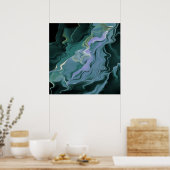 Blauwe turbulentie Acrylpour Abstracte Art Poster (Keuken)