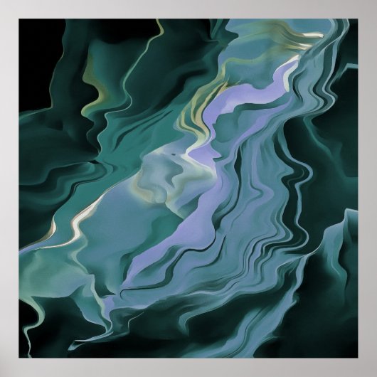 Blauwe turbulentie Acrylpour Abstracte Art Poster (Voorkant)