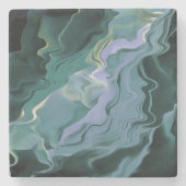 Blauwe turbulentie Acrylpour Abstracte Art Stenen Onderzetter (Voorkant)