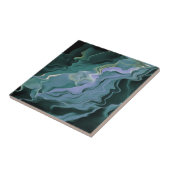 Blauwe turbulentie Acrylpour Abstracte Art Tegeltje (Zijkant)