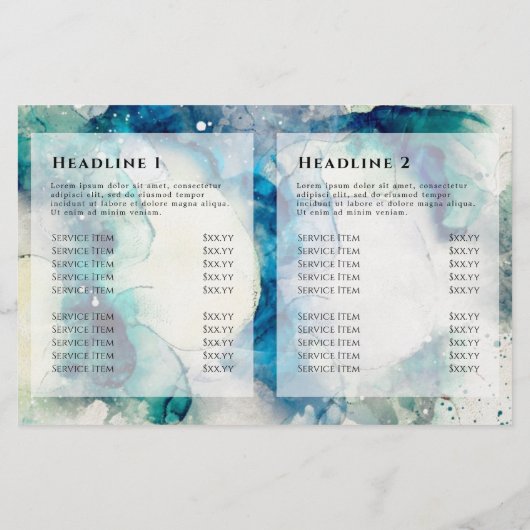 Blauwe turkooizen waterverf goud folie tweevoudige (Achterkant)