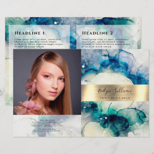 Blauwe turkooizen waterverf goud folie tweevoudige