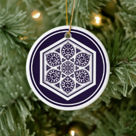  blauwe Turkse rosette Geometrische Vector Kunst Keramisch Ornament