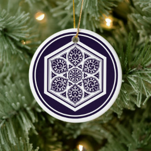  blauwe Turkse rosette Geometrische Vector Kunst Keramisch Ornament