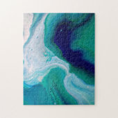 blauwe Turquoise Abstracte Fluid Art Legpuzzel (Verticaal)