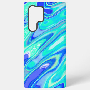 Blauwe turquoise Abstracte marmeren vloeistoftextu Samsung Galaxy Hoesje
