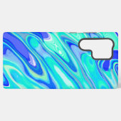 Blauwe turquoise Abstracte marmeren vloeistoftextu Samsung Galaxy Hoesje (Achterkant horizontaal)