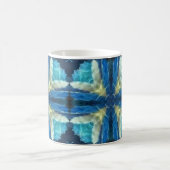 Blauwe turquoise aquamarine geel geometrisch ontwe koffiemok (Center)