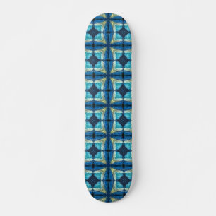 Blauwe turquoise aquamarine geel geometrisch ontwe persoonlijk skateboard
