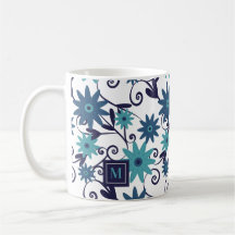 Blauwe turquoise bloemen Gepersonaliseerd