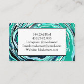 Blauwe, Turquoise en Blauwgroen marmer Swirls Visitekaartje (Achterkant)