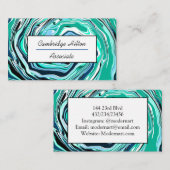Blauwe, Turquoise en Blauwgroen marmer Swirls Visitekaartje (Voorkant / Achterkant)