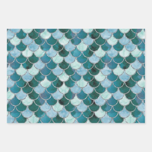 Blauwe, turquoise- en zilverzeemleeuwen inpakpapier vel (Voorkant 2)