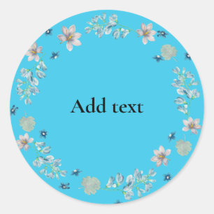 Blauwe turquoise Floral Circle Sjabloon Ronde Sticker