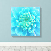 Blauwe Turquoise Flower in Waterverf Canvas Afdruk (Insitu (Houten vloer))