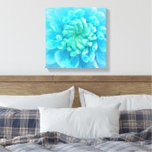 Blauwe Turquoise Flower in Waterverf Canvas Afdruk (Insitu (Slaapkamer))