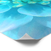 Blauwe Turquoise Flower in Waterverf Poster (Hoek)
