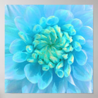 Blauwe Turquoise Flower in Waterverf