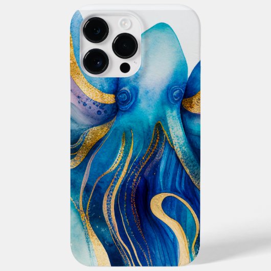 Blauwe Turquoise Gouden Octopus Case-Mate iPhone 1 Case (Achterkant)