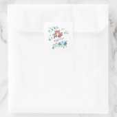 Blauwe turquoise groene bloemen mama om te zijn vierkante sticker (Tas)