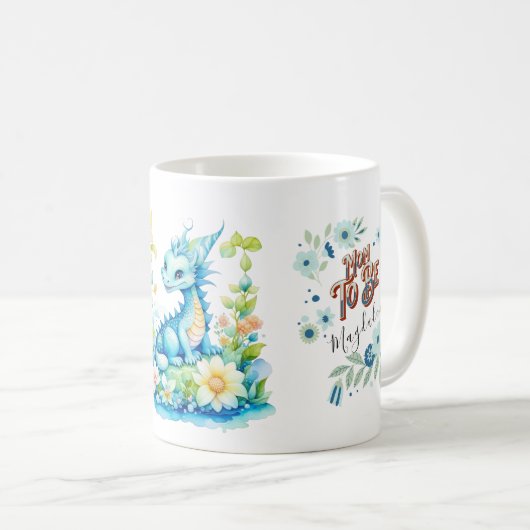 Blauwe Turquoise Groene Draak Moeder om te zijn Koffiemok (Voorkant rechts)